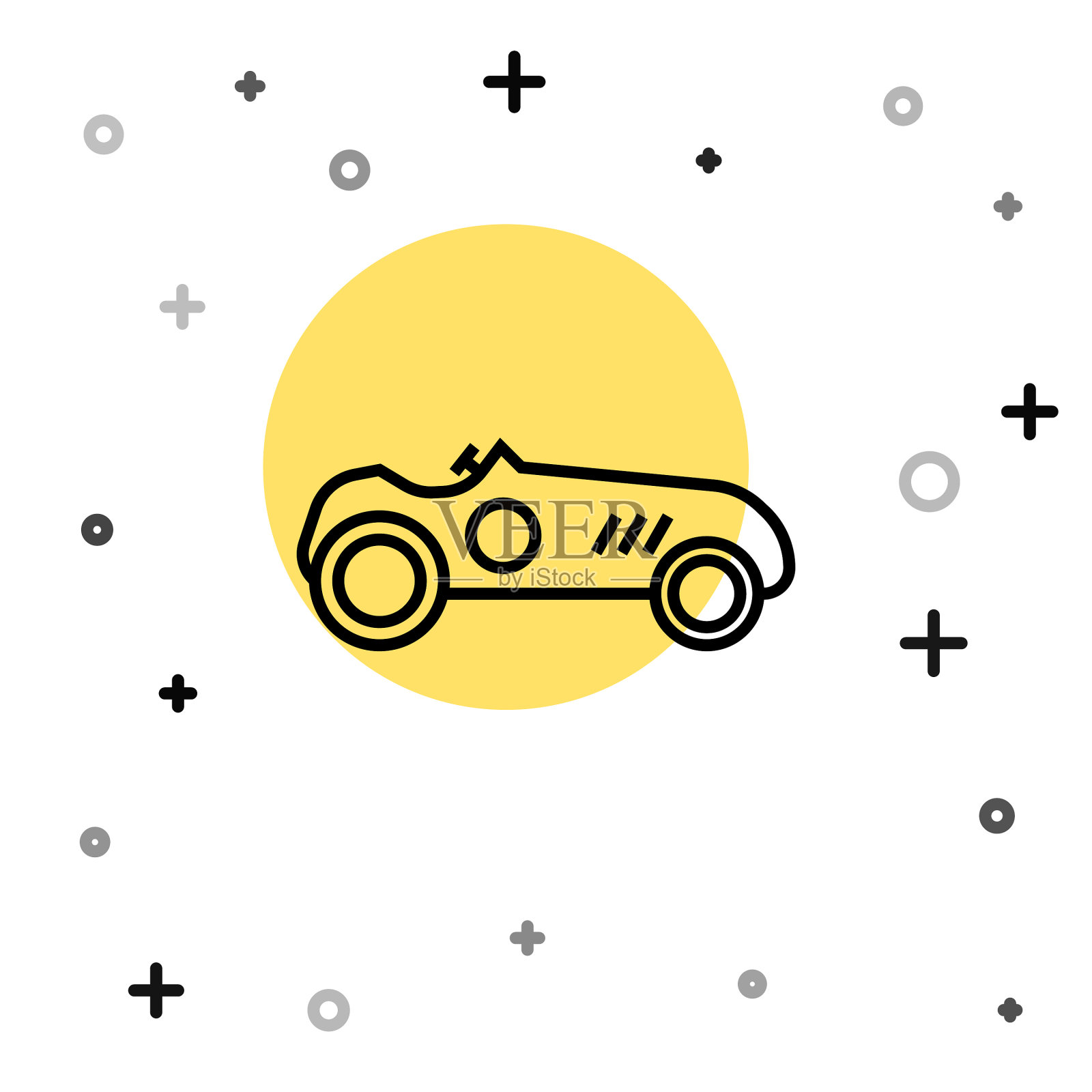 黑线复古跑车图标孤立插画图片素材