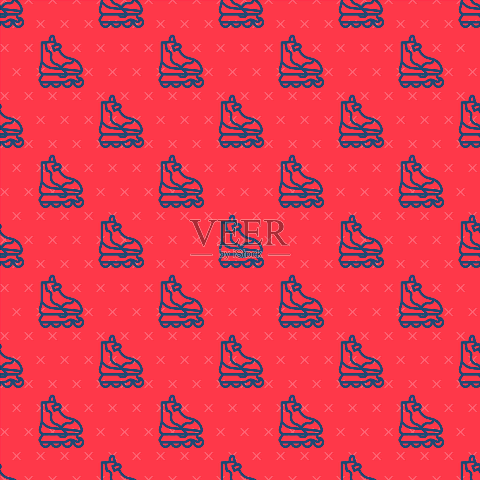 蓝线轮滑图标隔离无缝插画图片素材