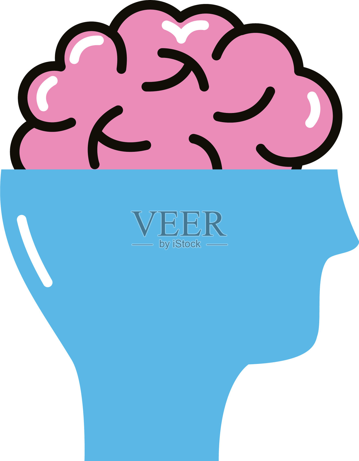 轮廓与脑人线和填充风格图标设计元素图片