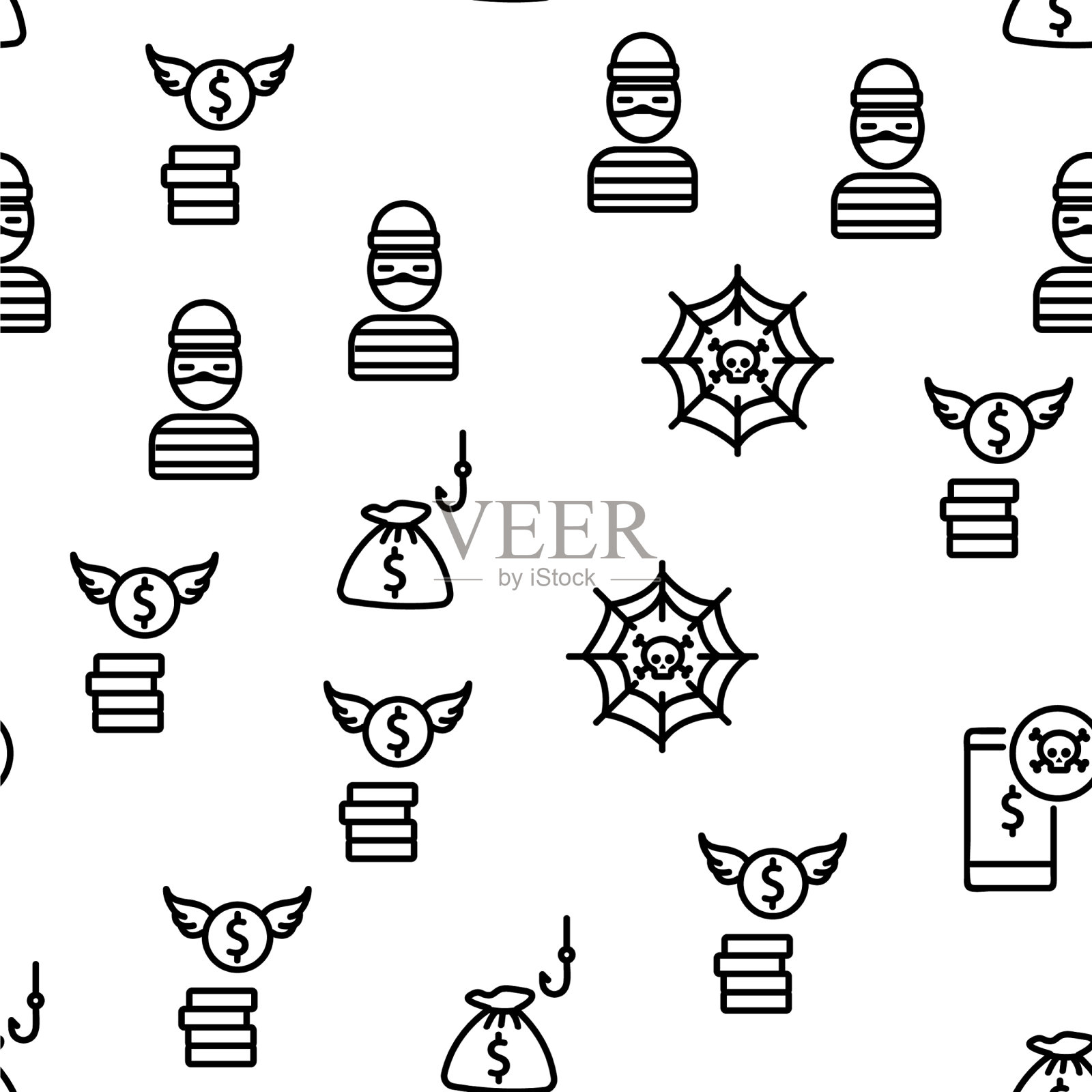 诈骗金融犯罪的无缝模式插画图片素材
