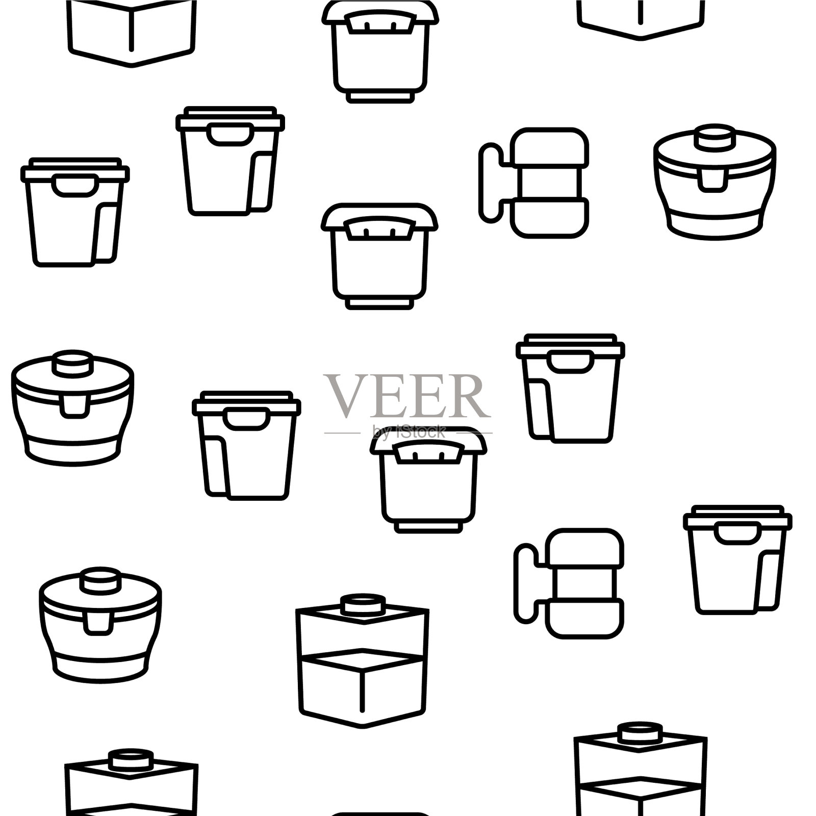 食品容器包装无缝模式图标素材