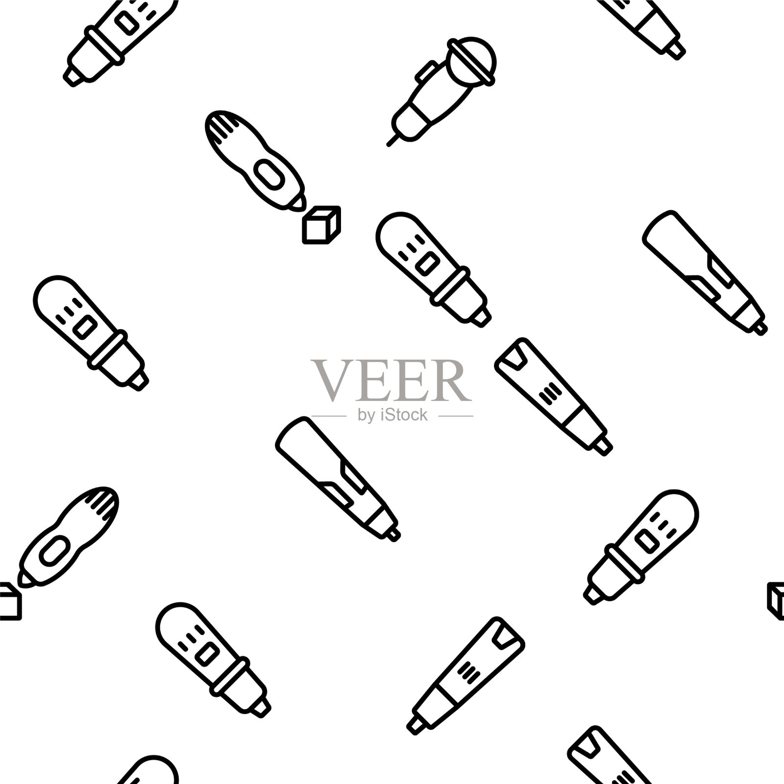 3d笔打印小玩意无缝图案插画图片素材