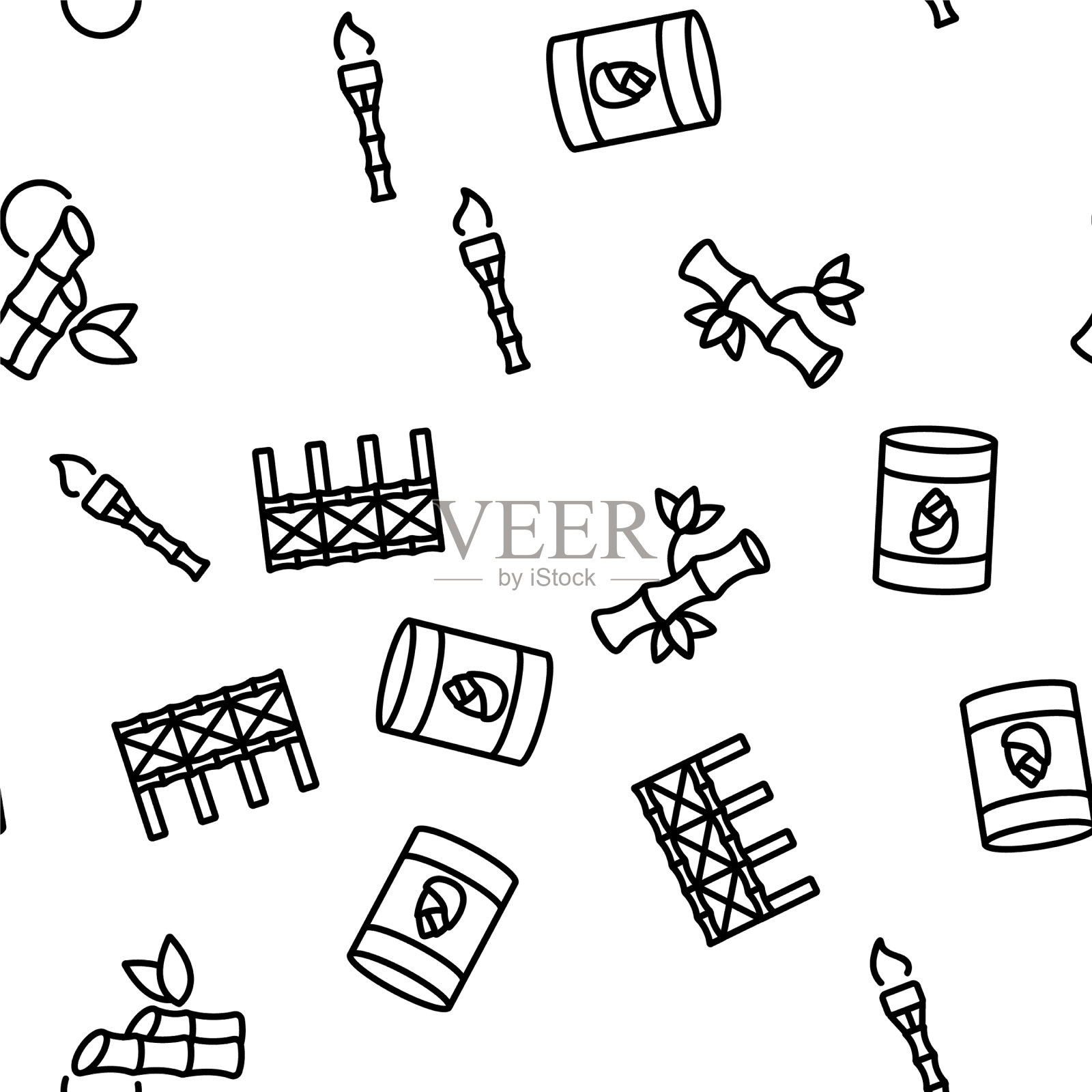 竹自然植物无缝图案插画图片素材