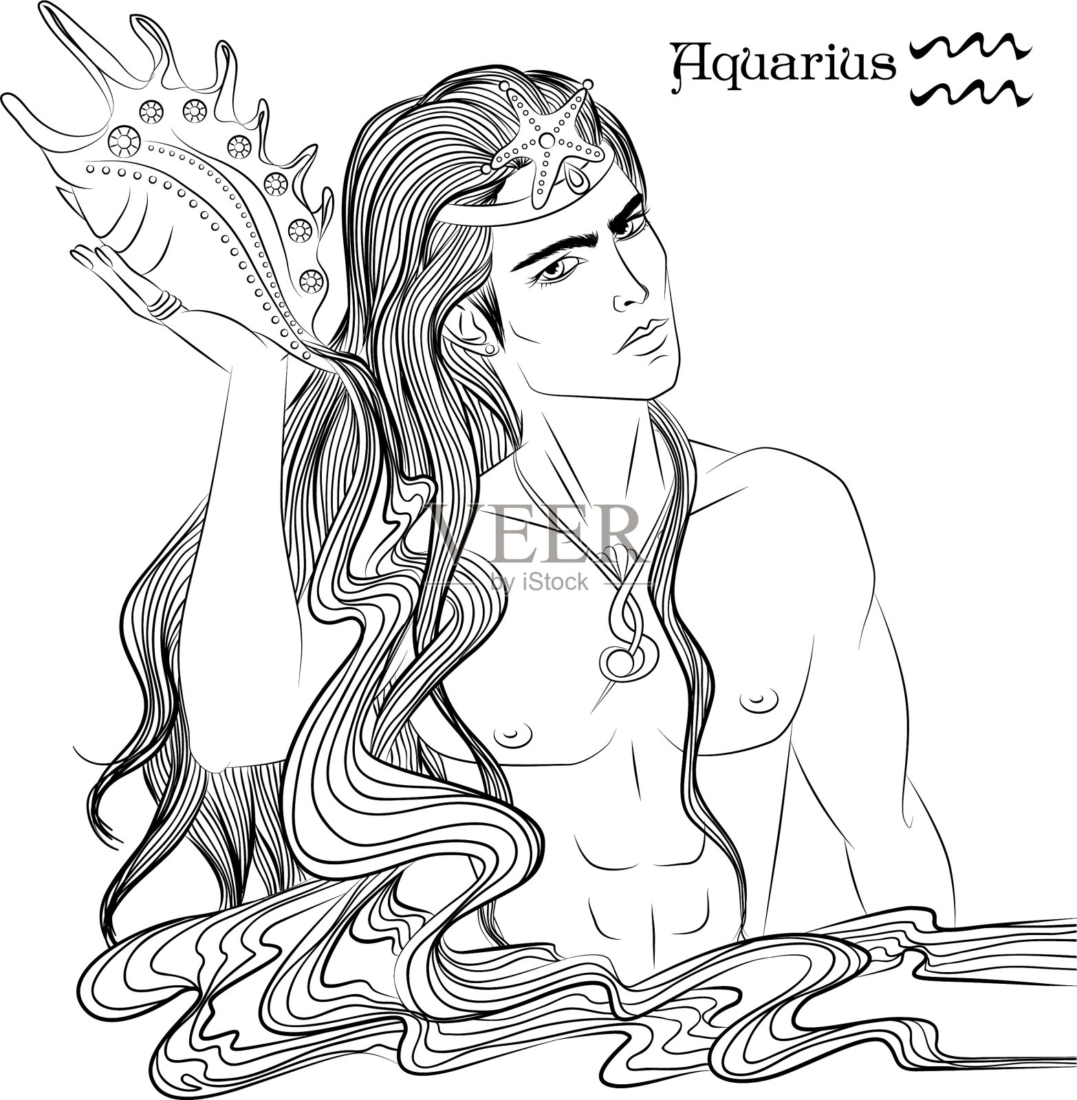 水瓶座艺术线条设计元素图片