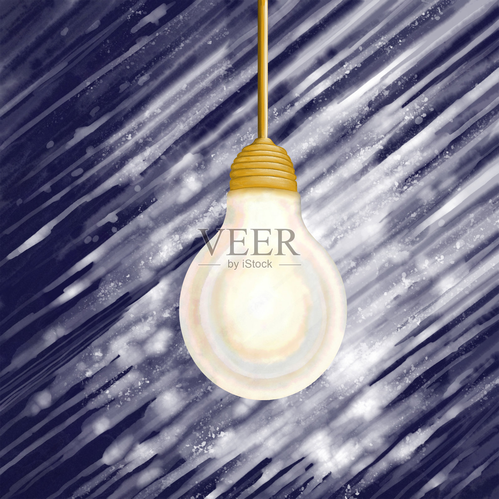 在雪中发光的白色灯泡插画图片素材