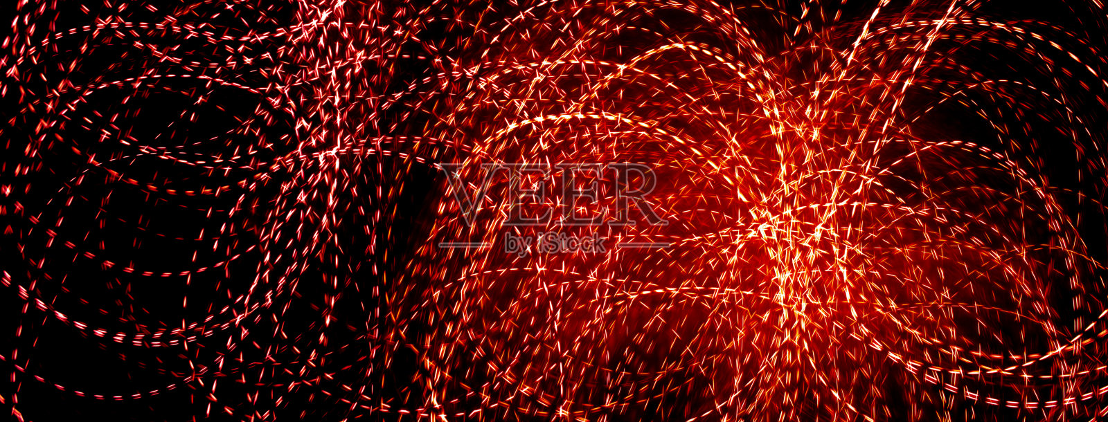 黑色背景上的红色虚线照片摄影图片