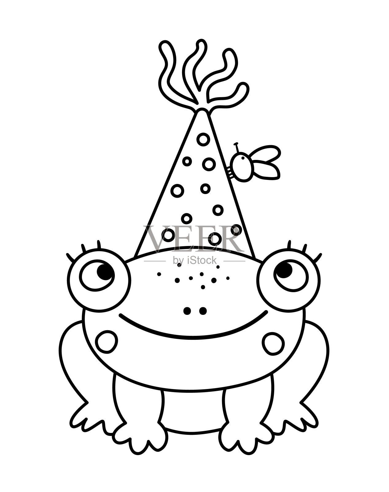 vector可爱的黑白青蛙在生日帽子