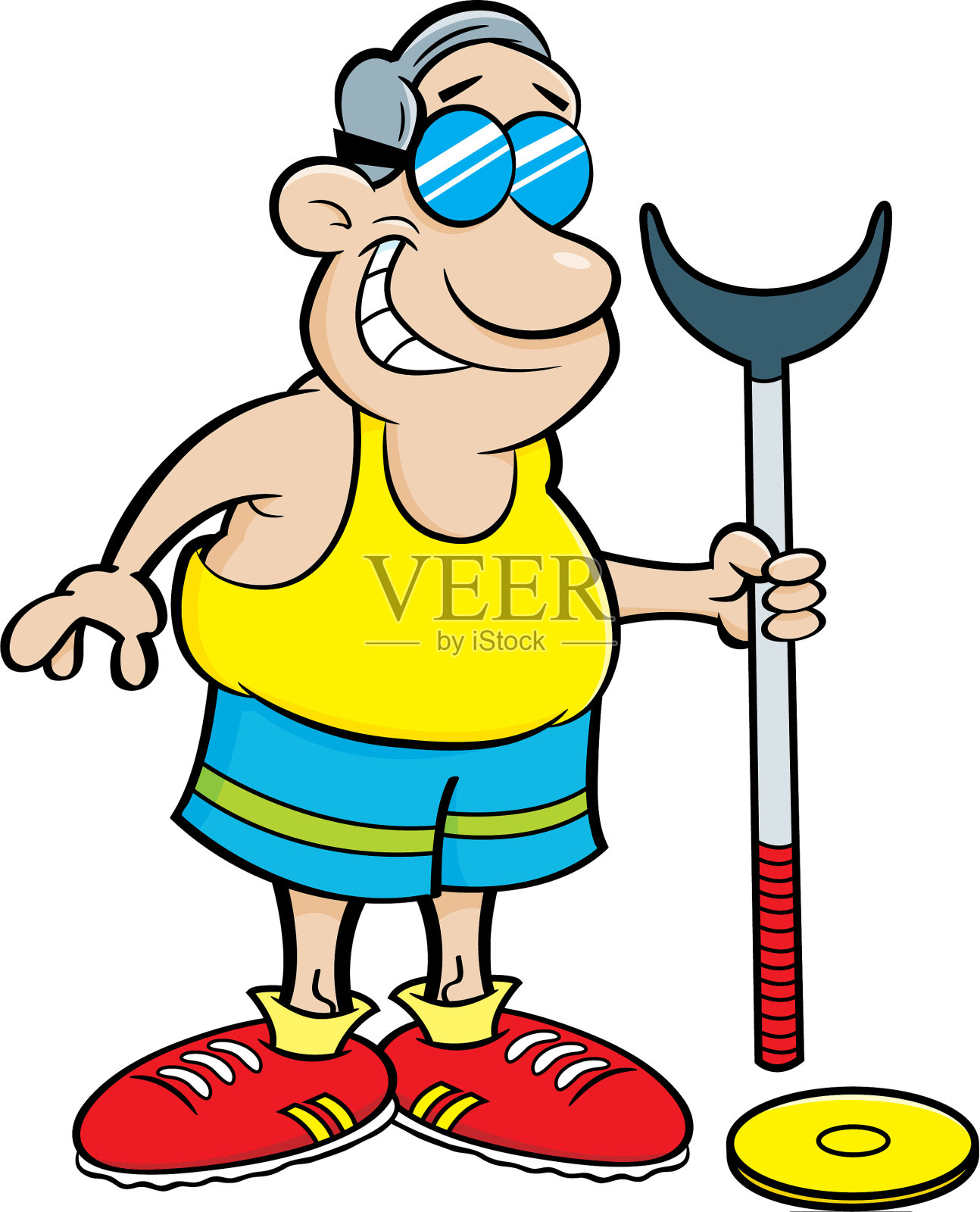 卡通人物拿着沙狐球设备设计元素图片