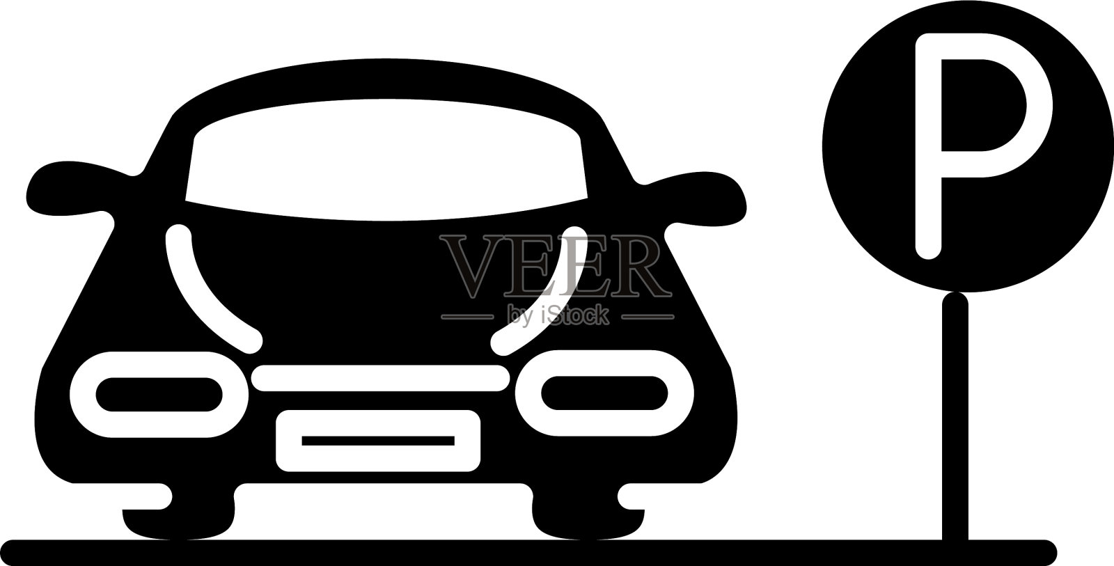 停车车交通板交通剪影图标素材