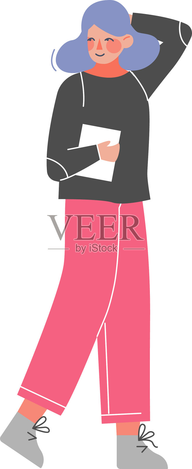 手里拿着文件站着工作的女孩设计元素图片