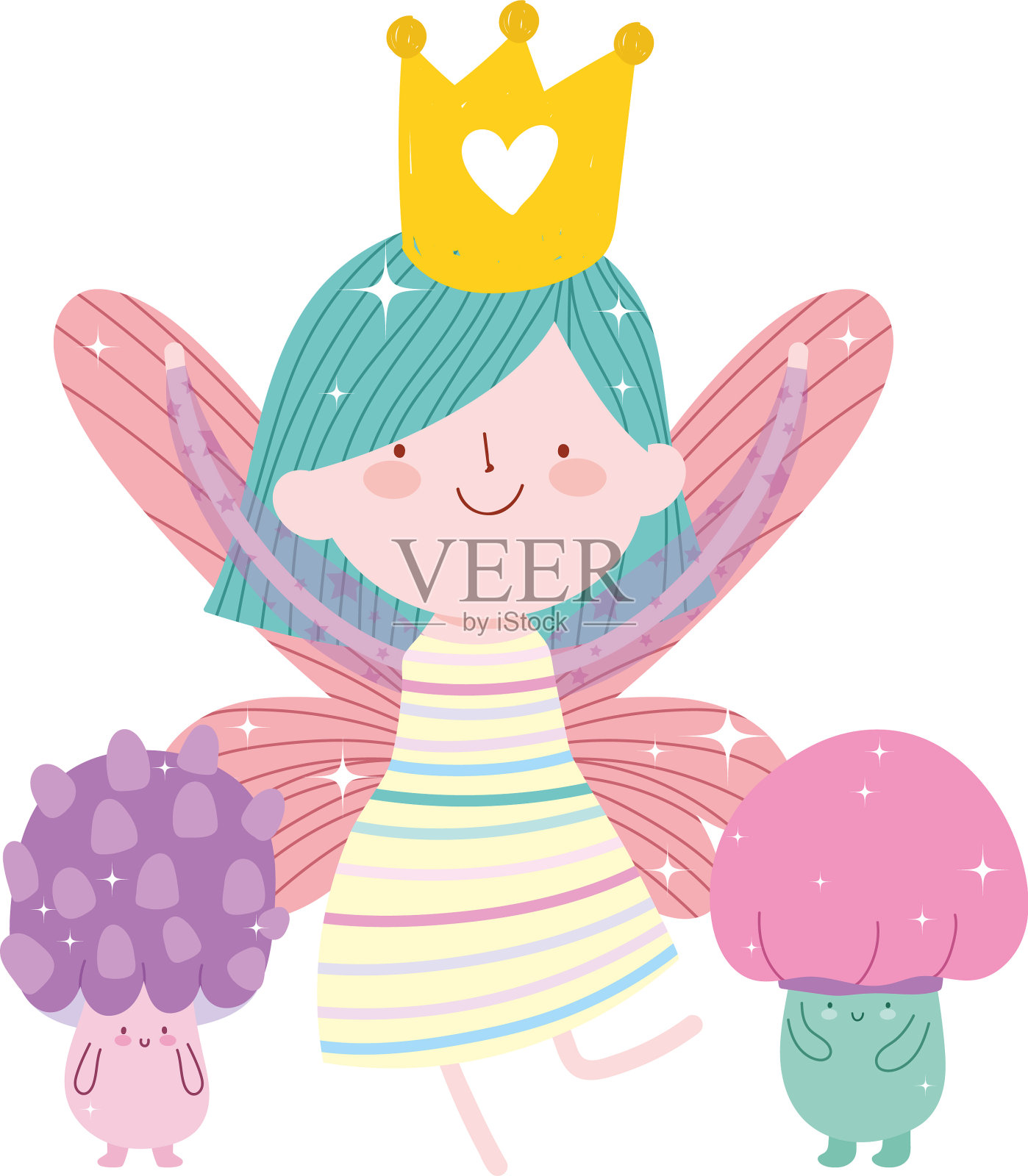 小仙女蘑菇公主彩虹云设计元素图片