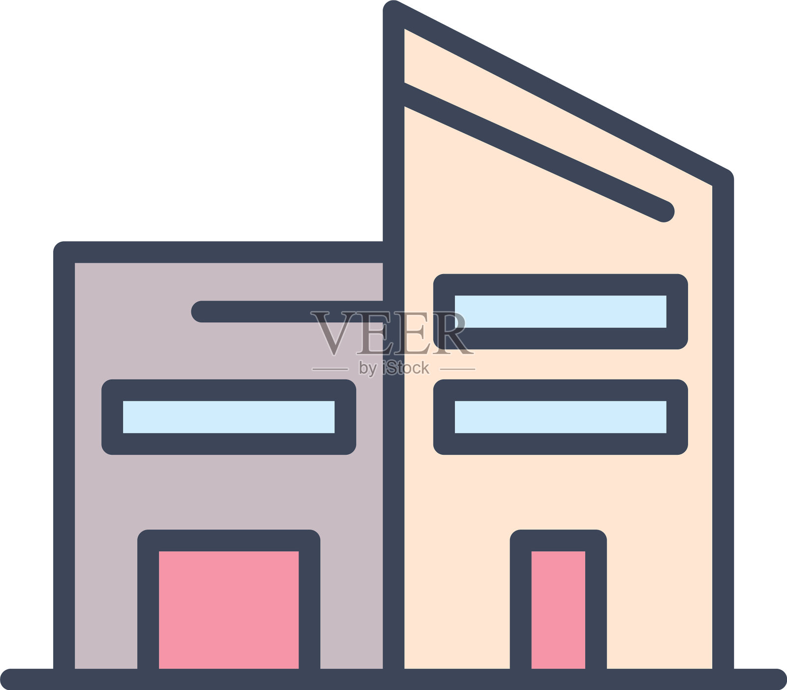 城市建筑用窗线填充风格图标素材