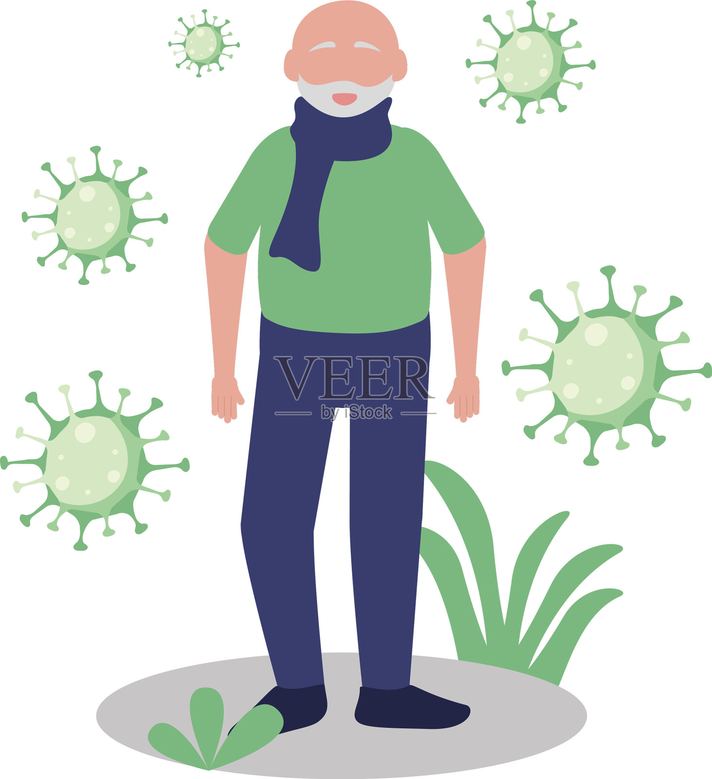 有冠状病毒设计的老人设计元素图片