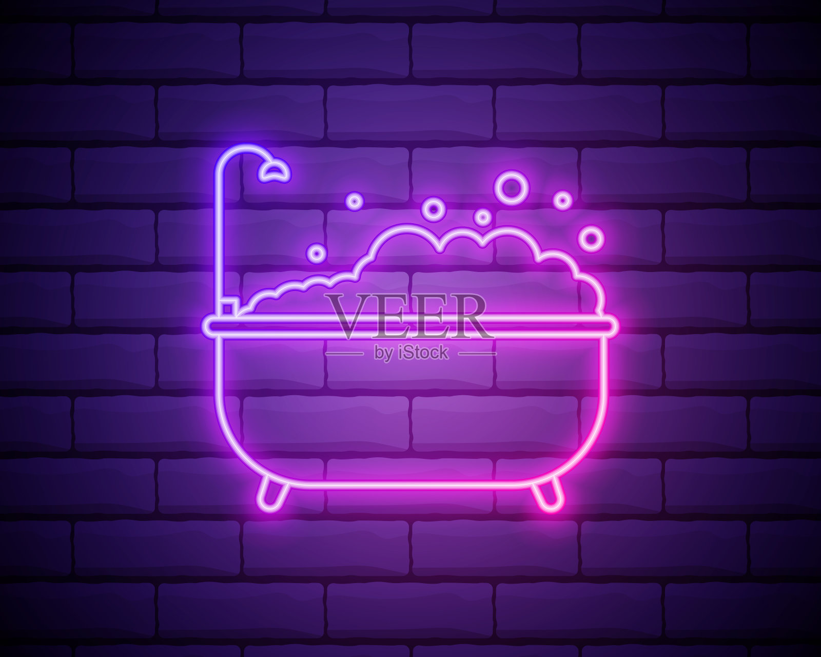 浴室氖图标。简单的细线，轮廓矢量清洗图标的ui和用户体验，网站或移动应用程序插画图片素材