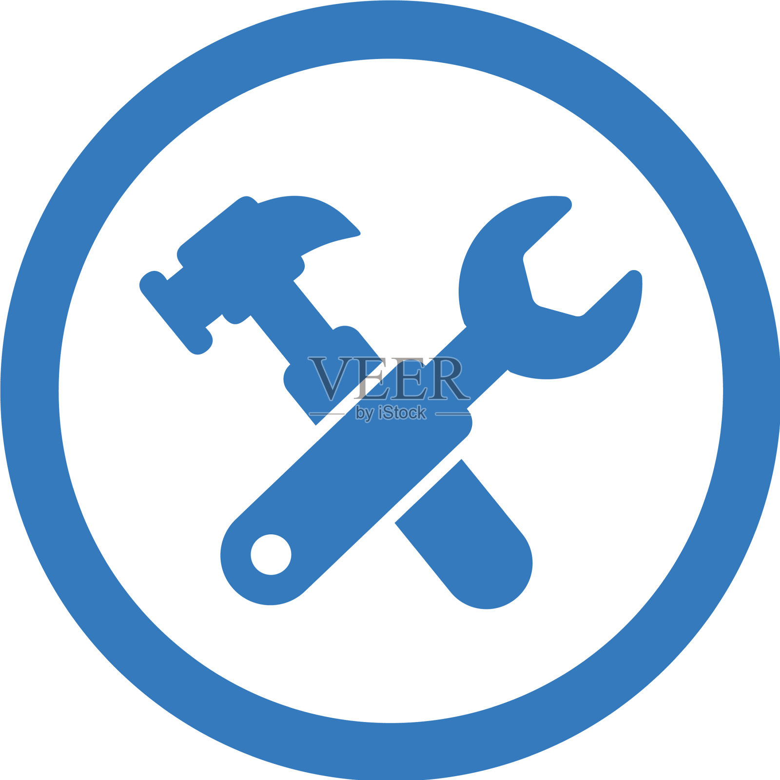 施工锤蓝色扳手图标图标素材