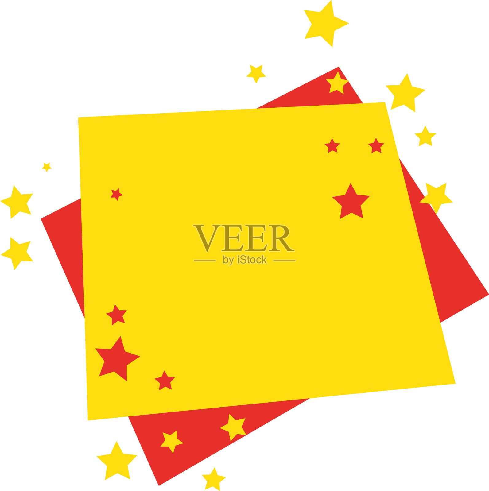 提供标签广场与星星装饰在白色设计元素图片