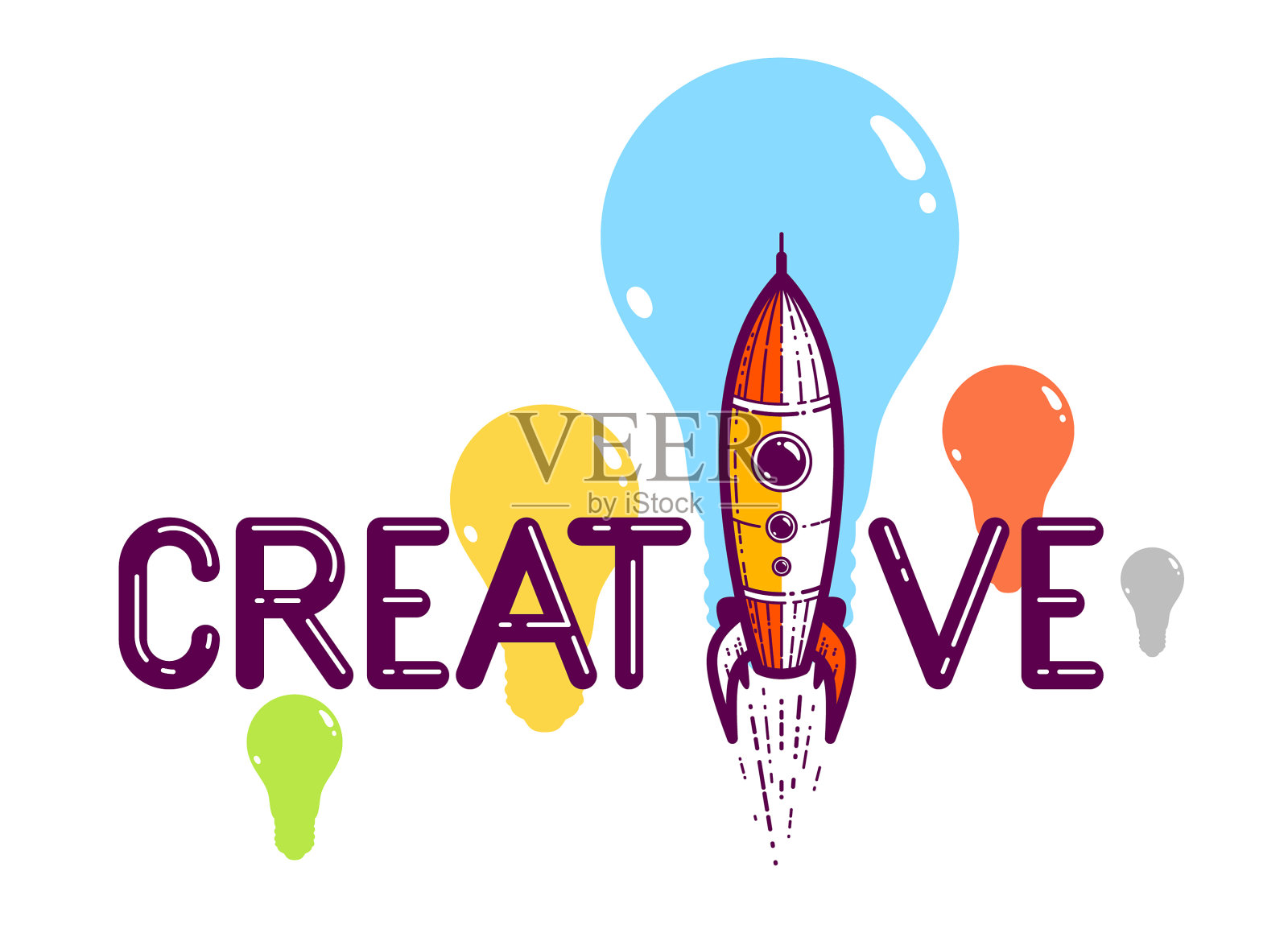 用火箭代替字母I的创意词设计元素图片