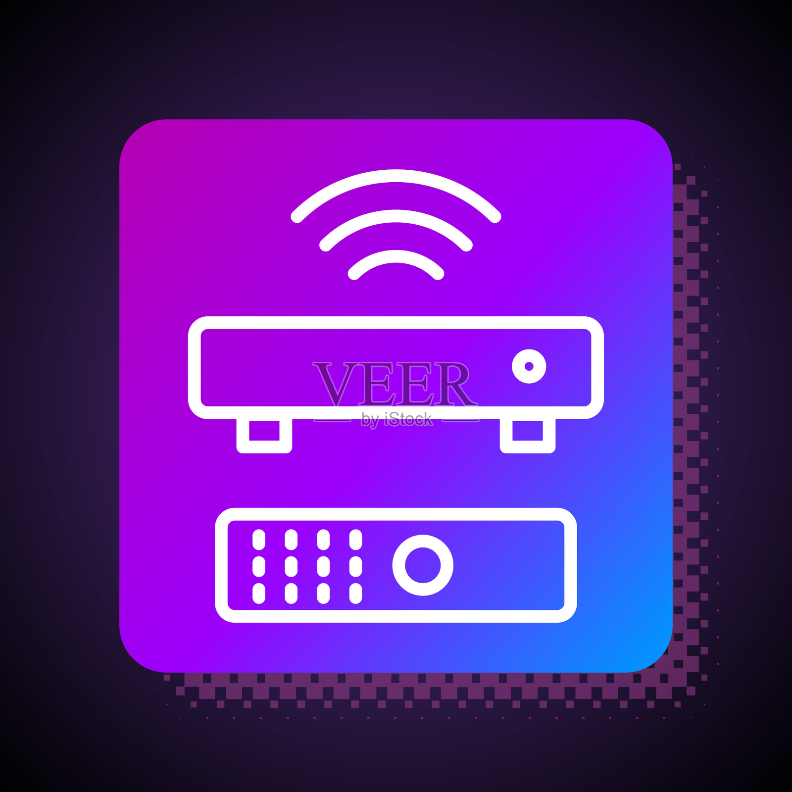 白线无线多媒体和电视盒接收器插画图片素材