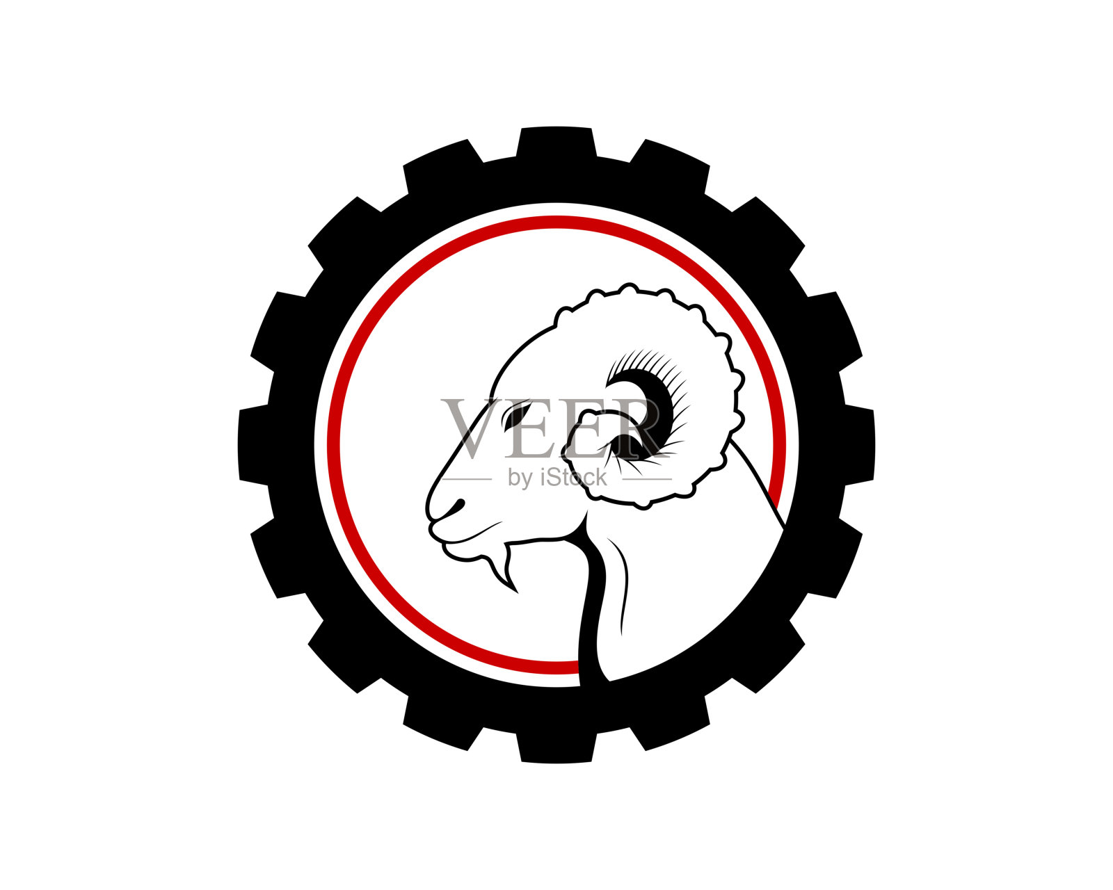 装备标志里面的山羊头插画图片素材