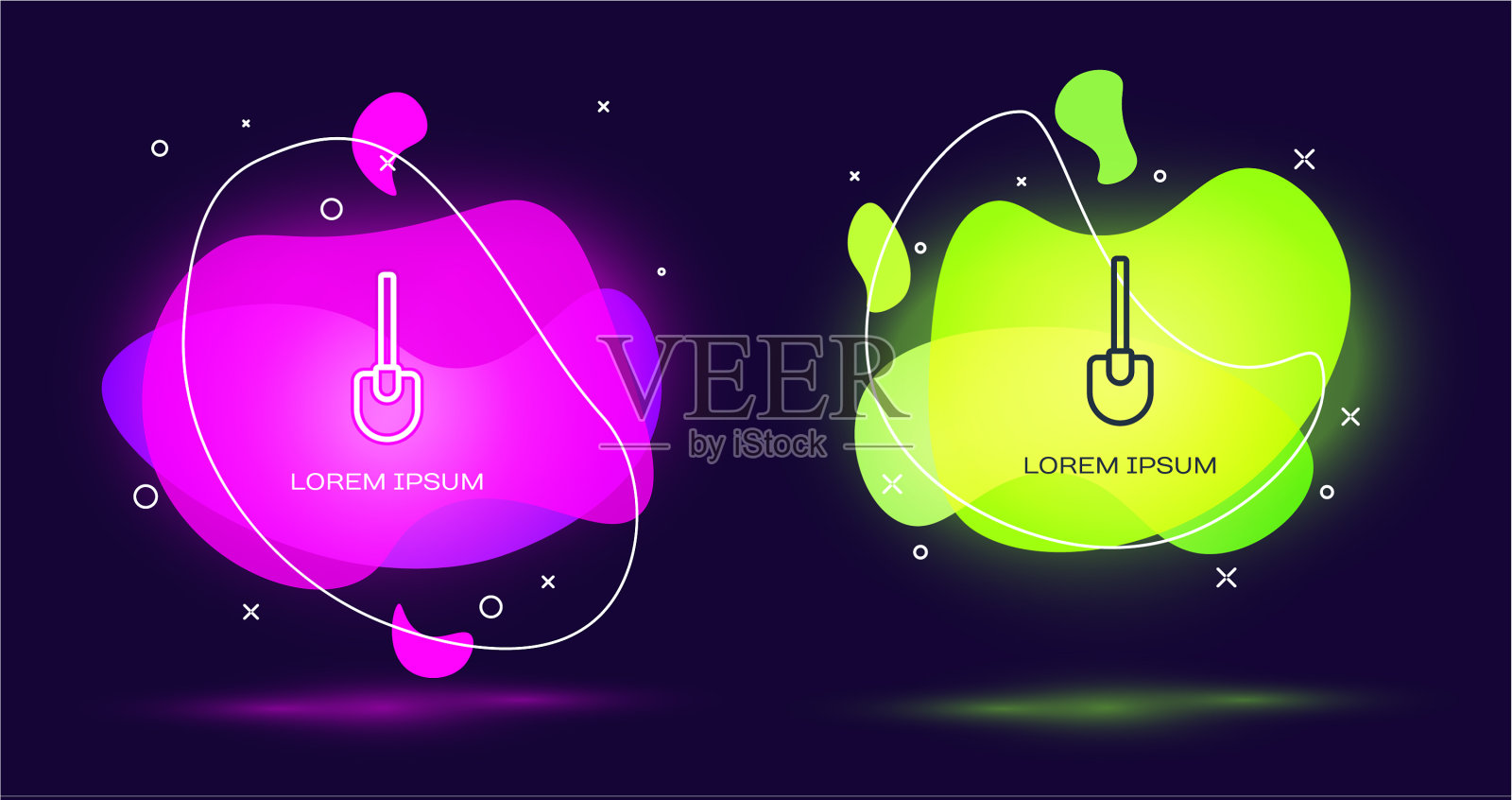 线铲图标孤立在黑色背景插画图片素材