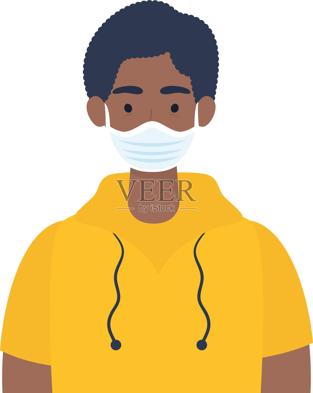 戴医用面具的非洲人设计元素图片