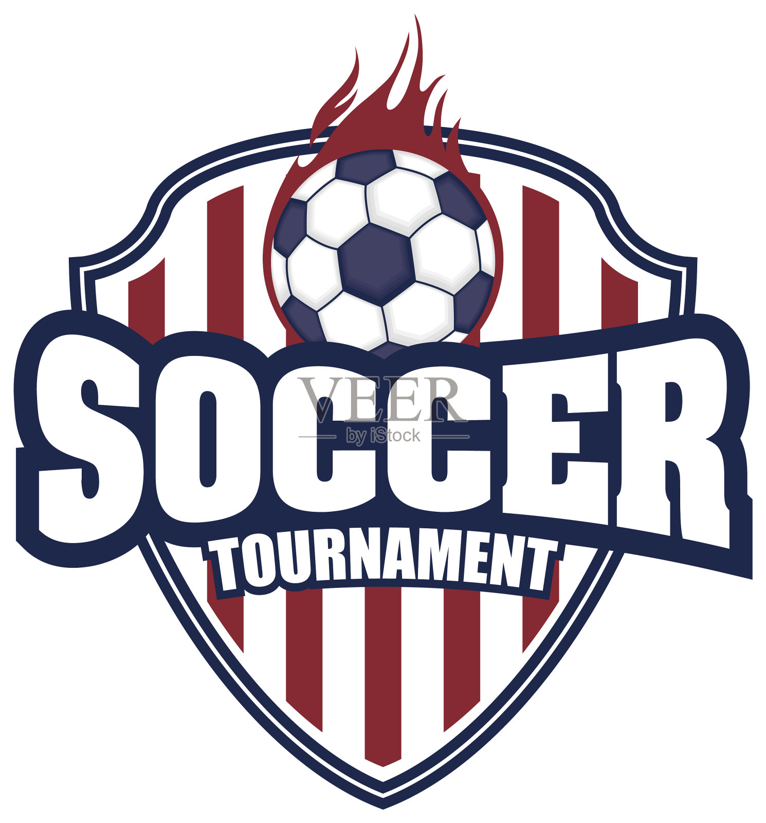 足球运动海报与盾牌和足球设计元素图片