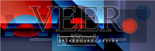 带有圆形的新孟菲斯几何图案插画图片素材