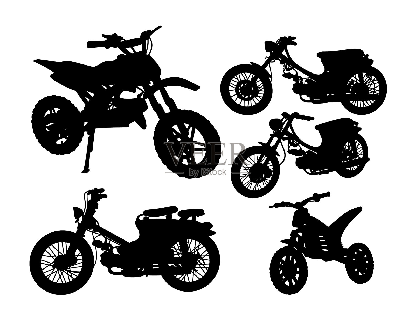 摩托车交通的剪影设计元素图片