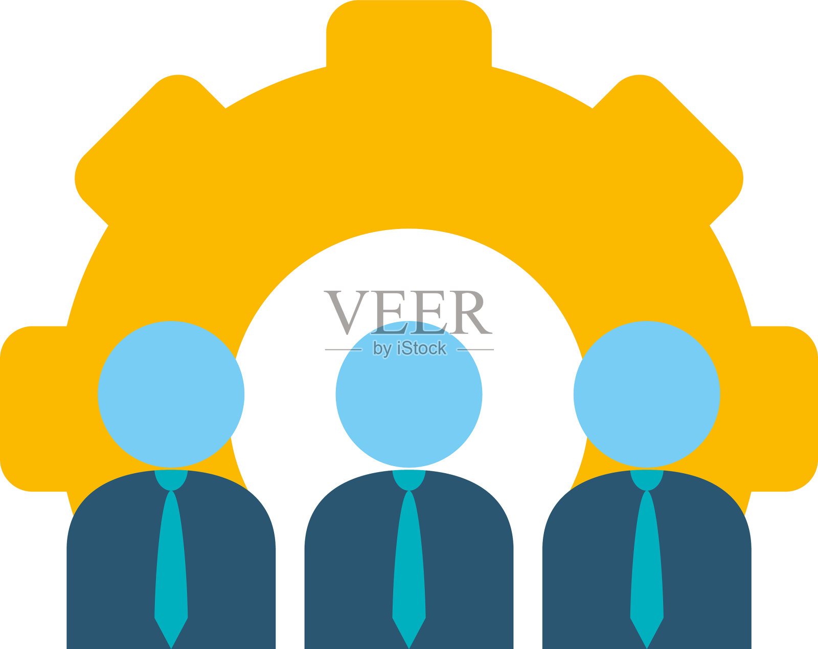 头像商人和齿轮图标平设计元素图片