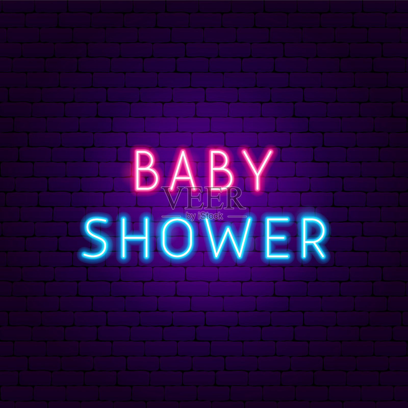 bashower氖文本插画图片素材