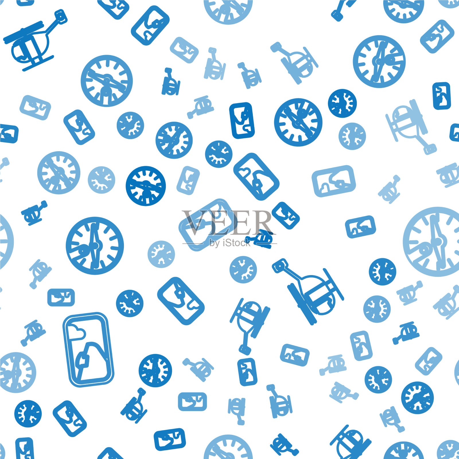 设置等距飞机窗口直升机和图标素材