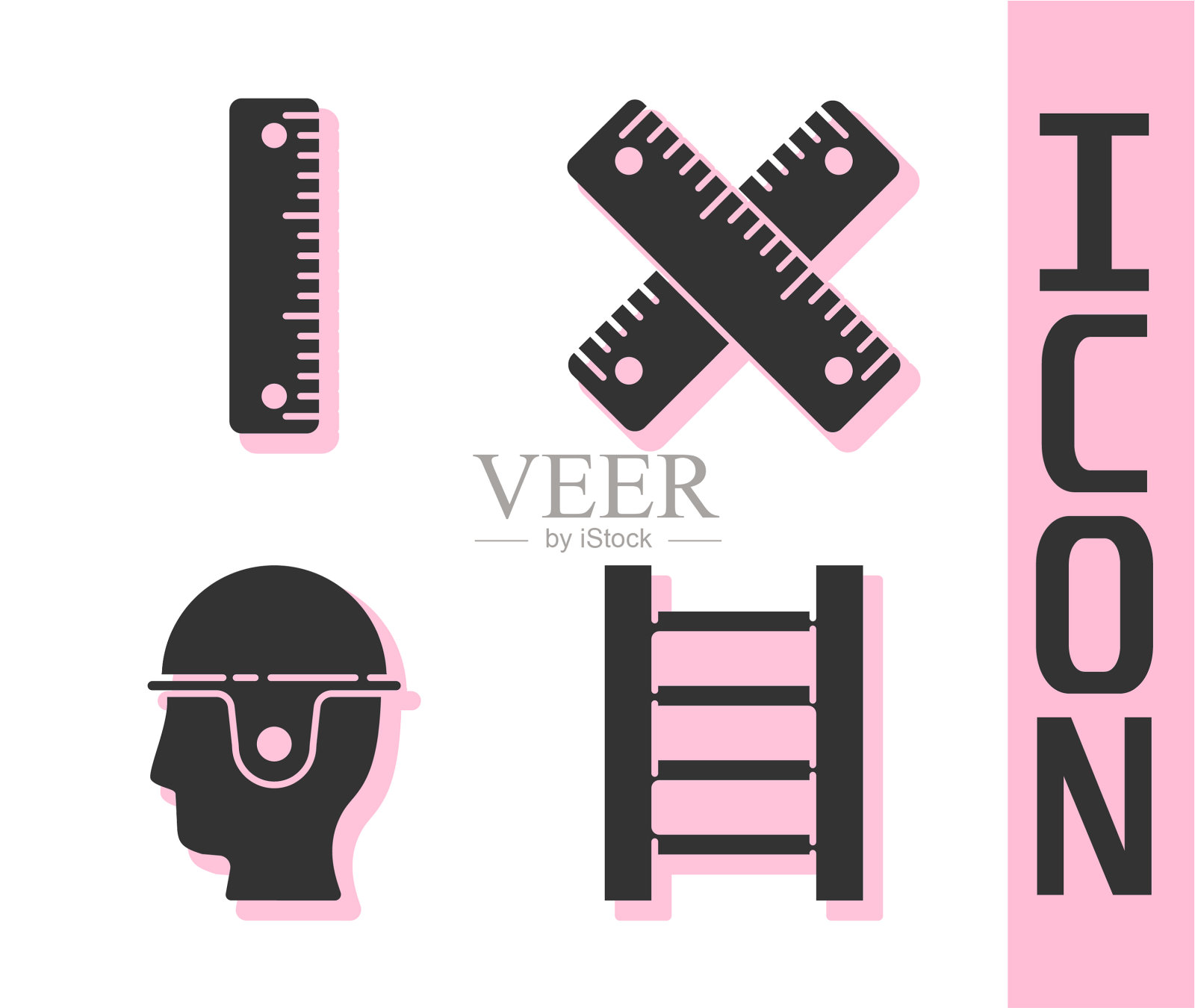 设置木楼梯尺工人安全帽图标素材