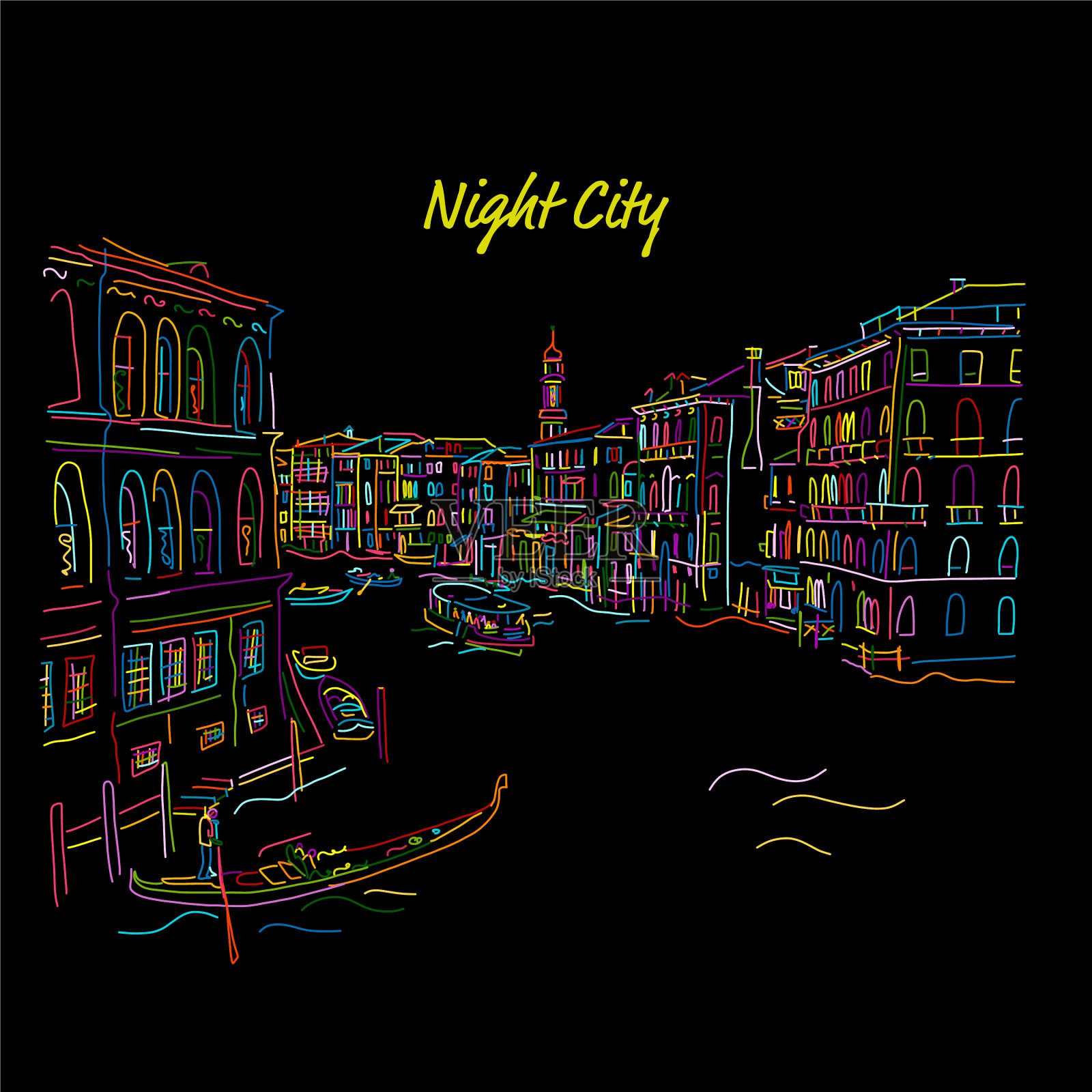 威尼斯大运河草图插画图片素材