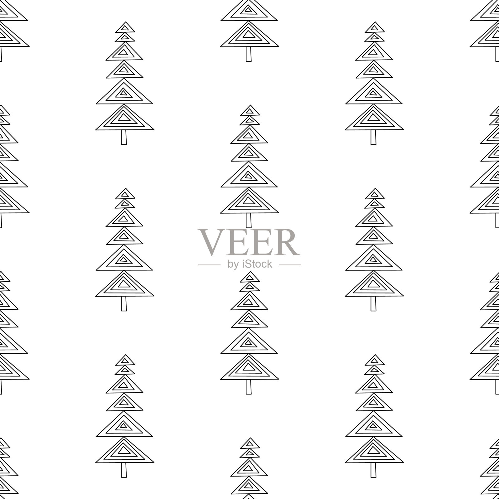 无缝图案由涂鸦抽象杉木插画图片素材