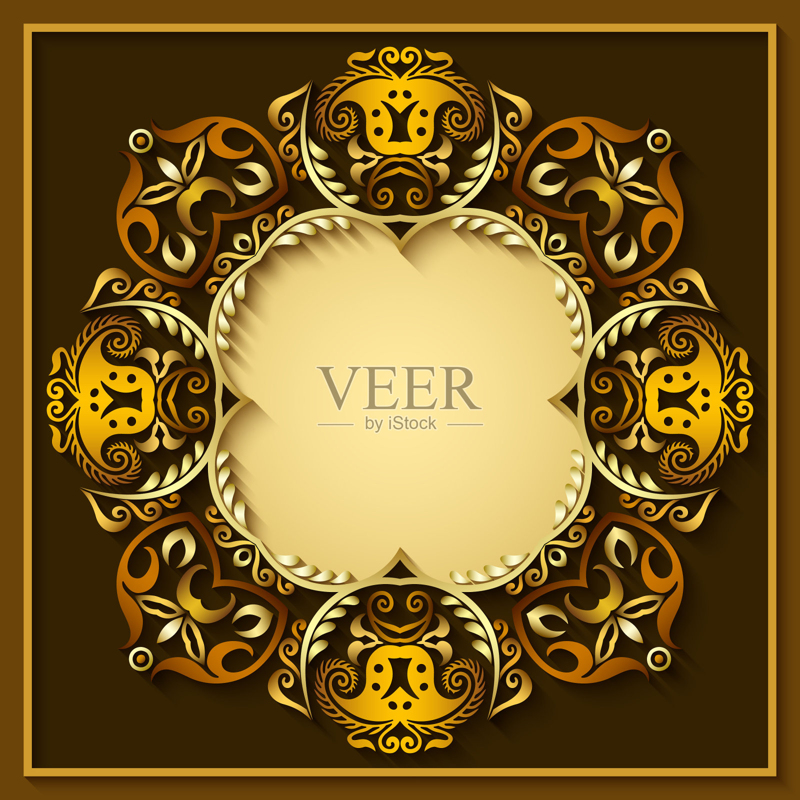 抽象的装饰性自然复古框架插画图片素材