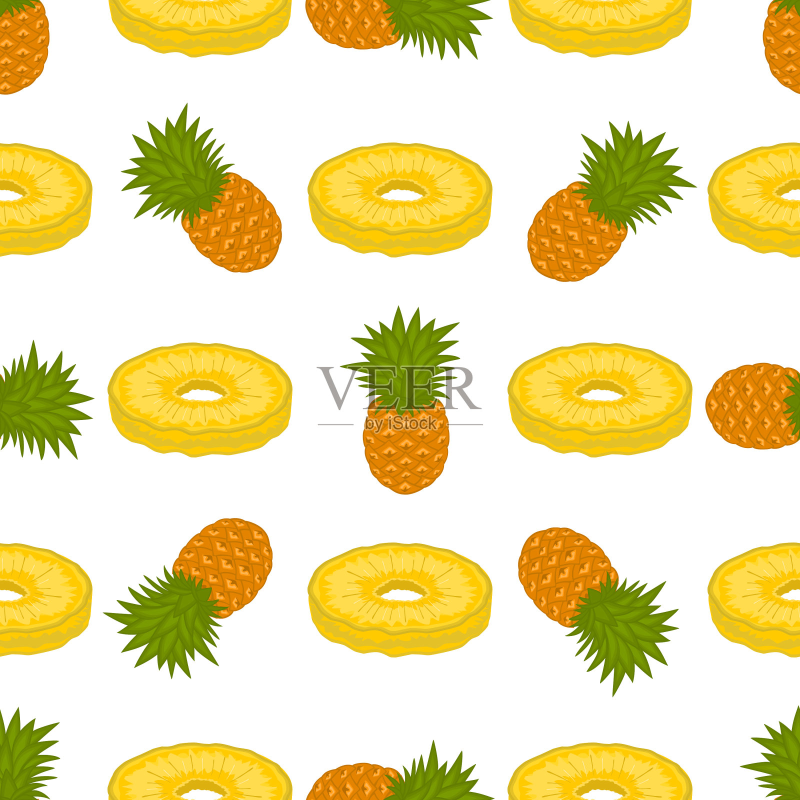 主题上大的彩色无缝菠萝插画图片素材