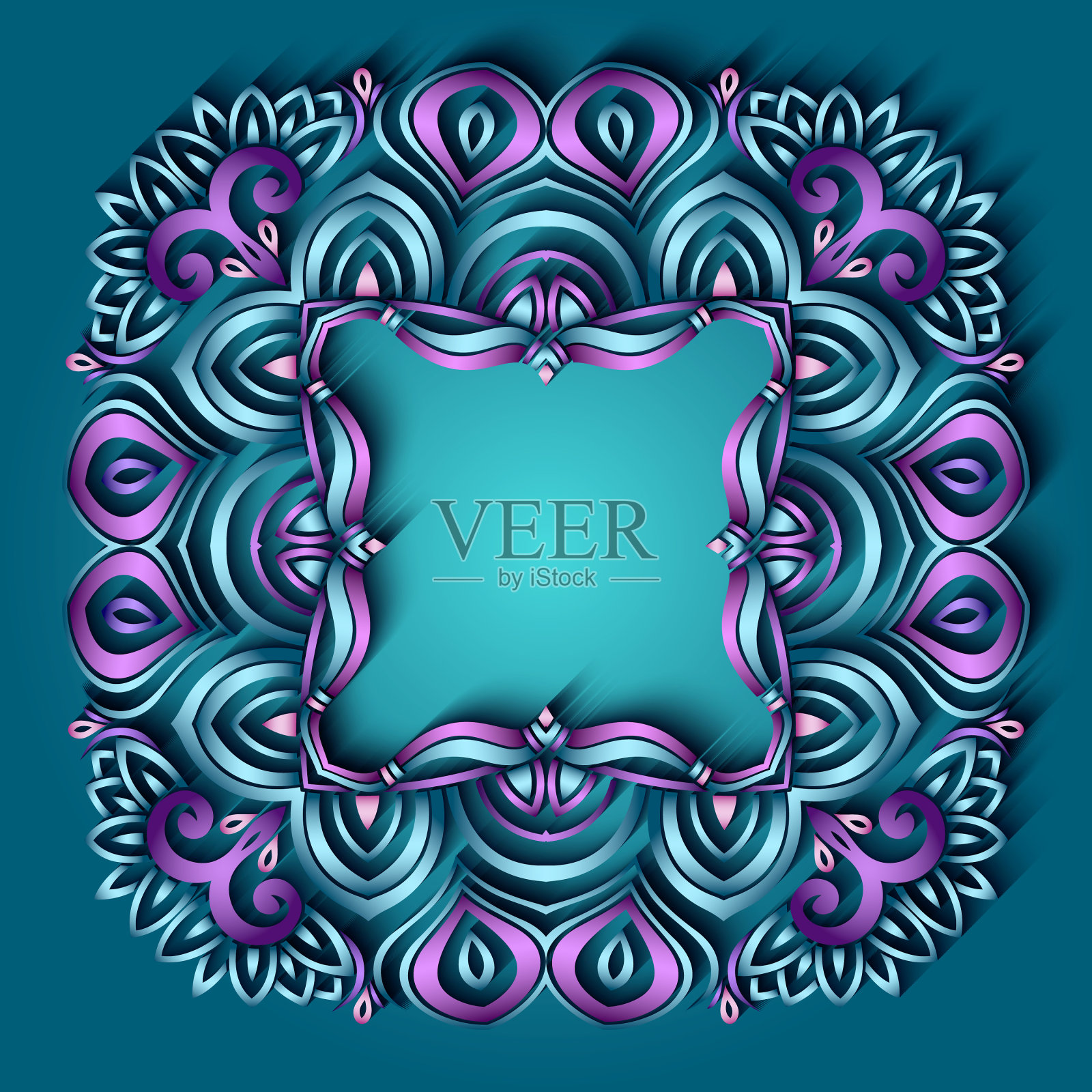 抽象的装饰性自然复古框架插画图片素材