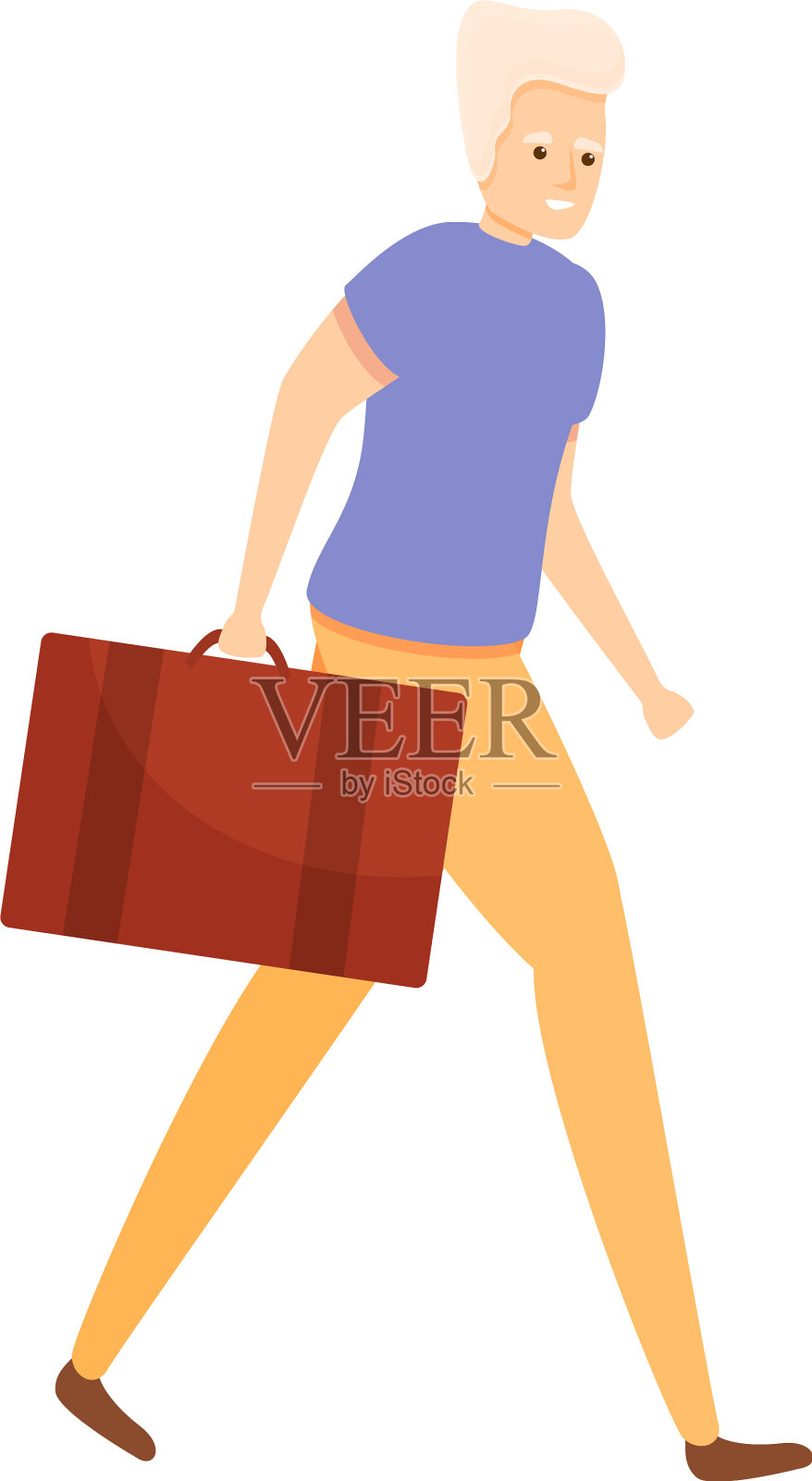 行走的老人偶像卡通风格设计元素图片