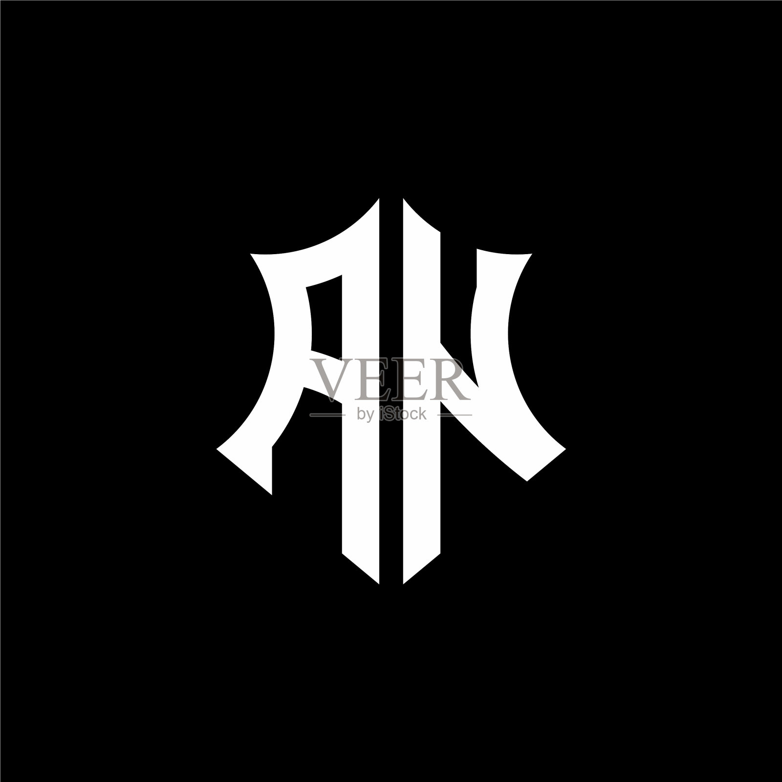 一个带有尖锐盾牌风格的字母标志插画图片素材