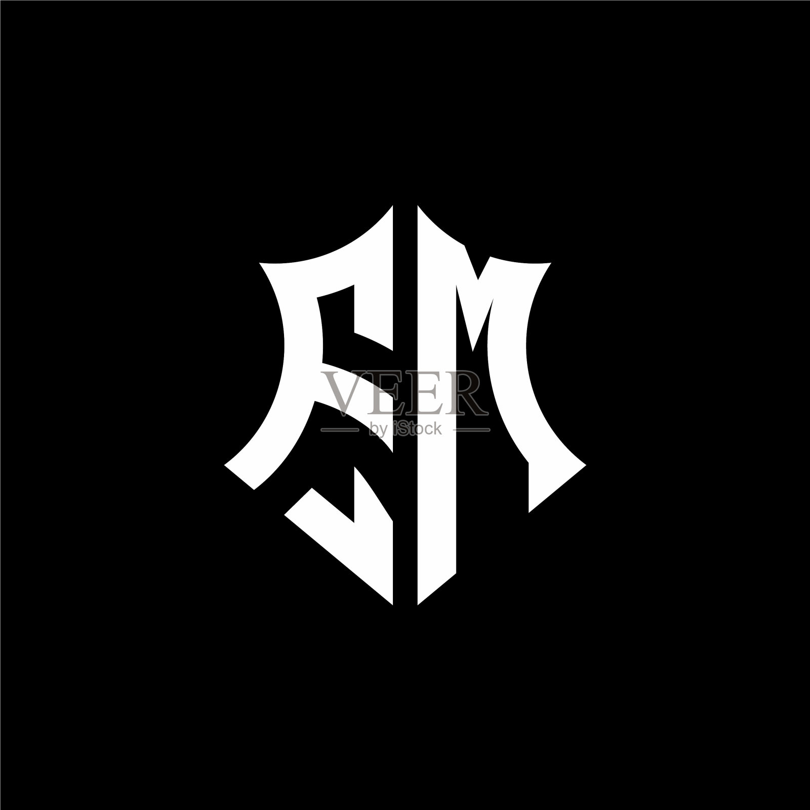 调频徽标带有鲜明的盾形风格插画图片素材