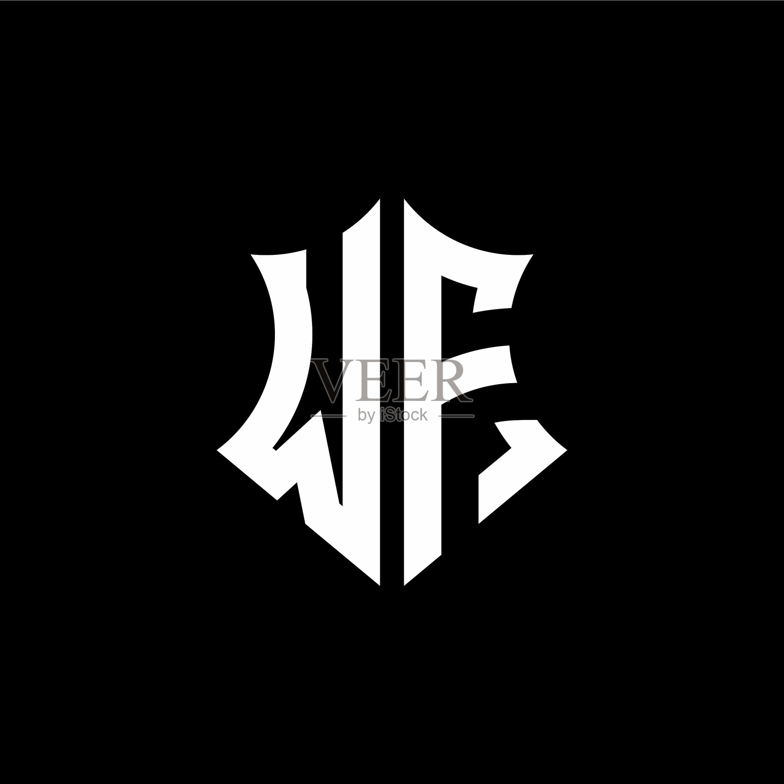 Wf徽标具有鲜明的盾型风格插画图片素材
