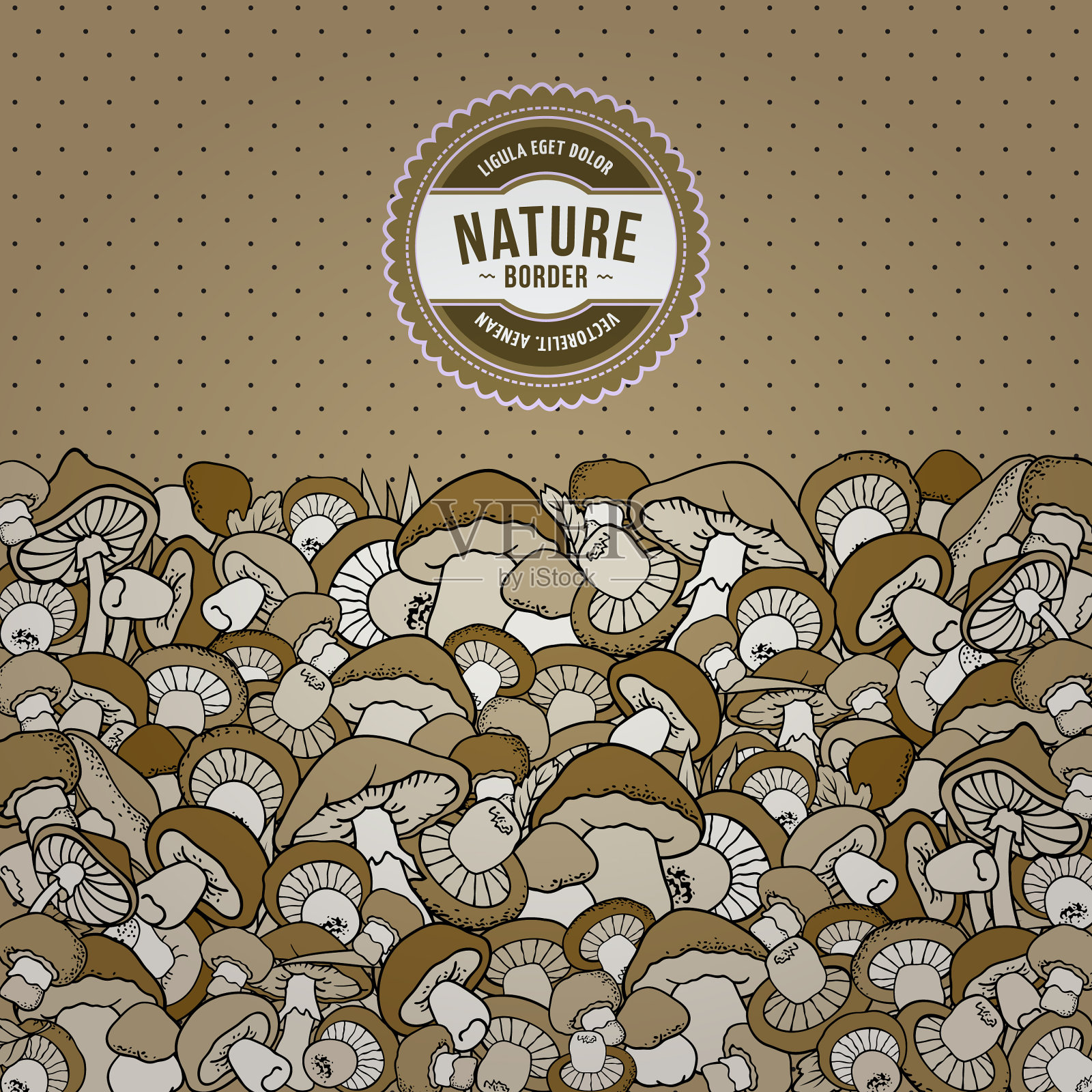 蘑菇自然卡通手绘边界插画图片素材