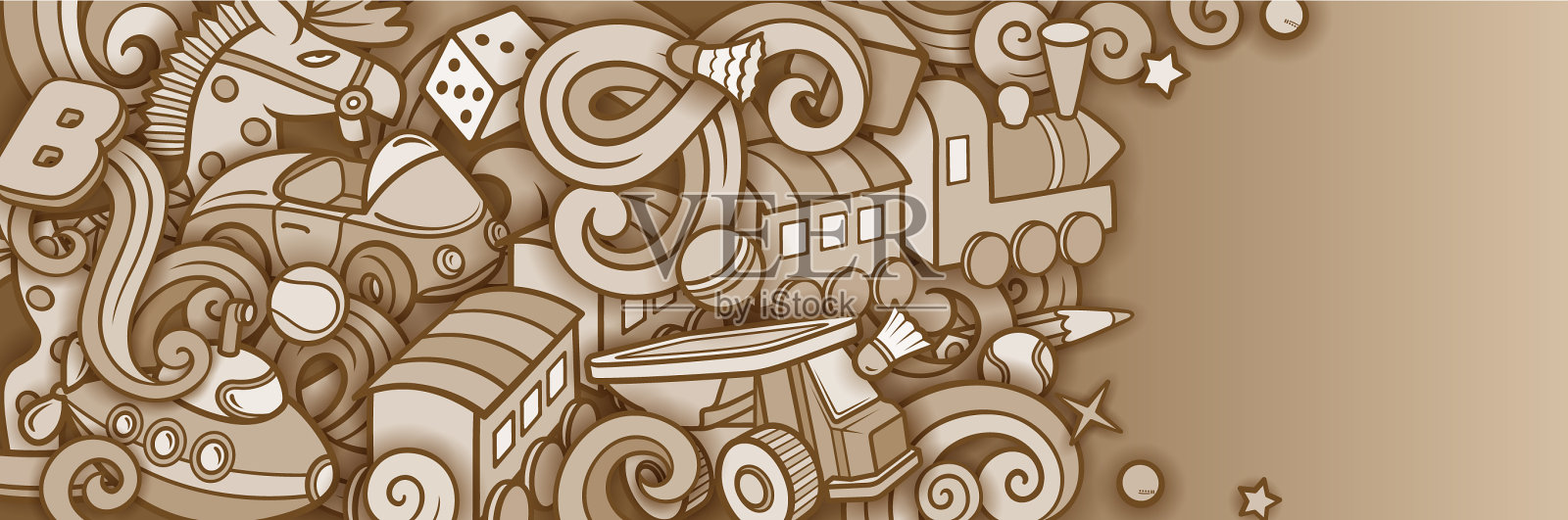 卡通可爱的涂鸦儿童玩具插画图片素材