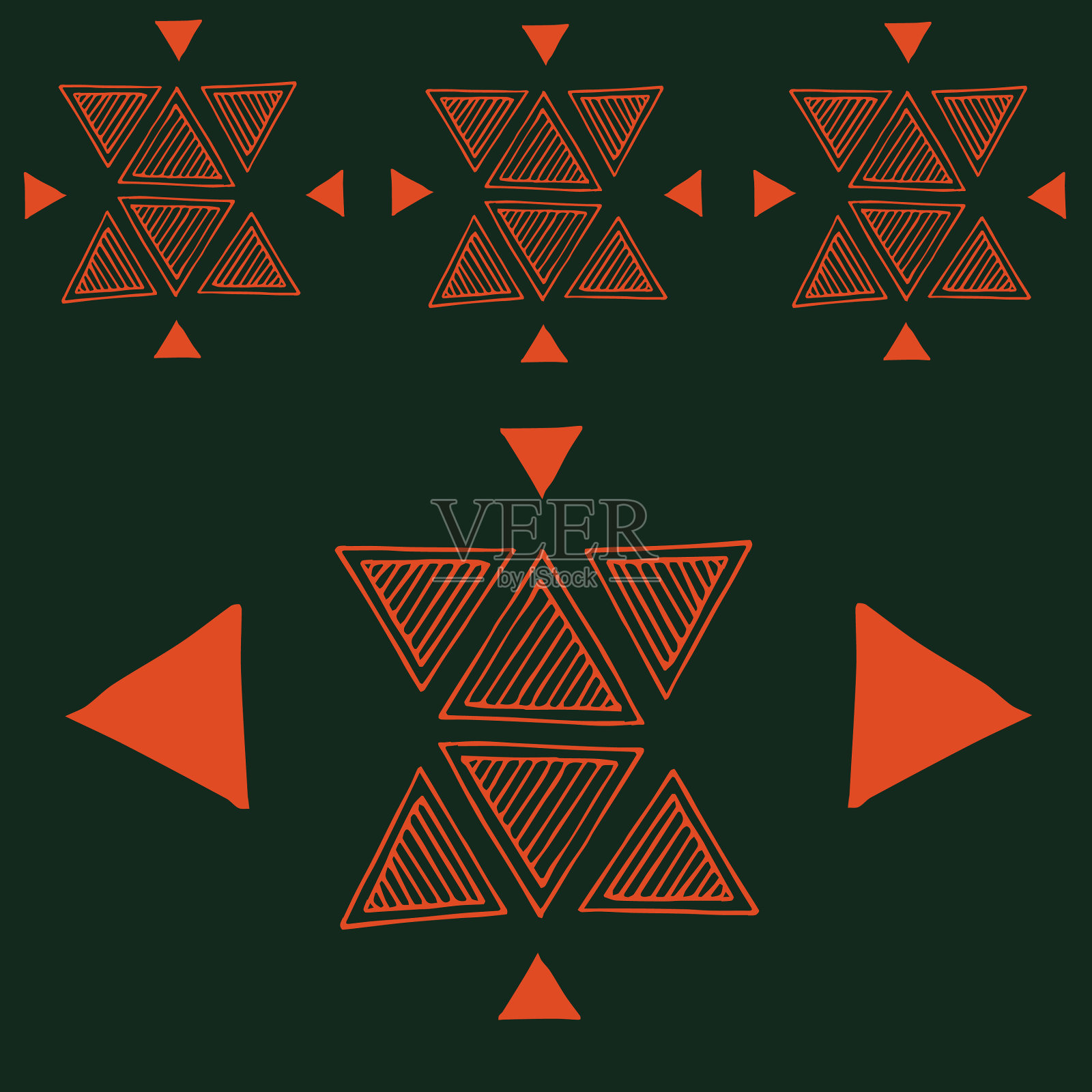 部落绿色无缝模式重复插画图片素材