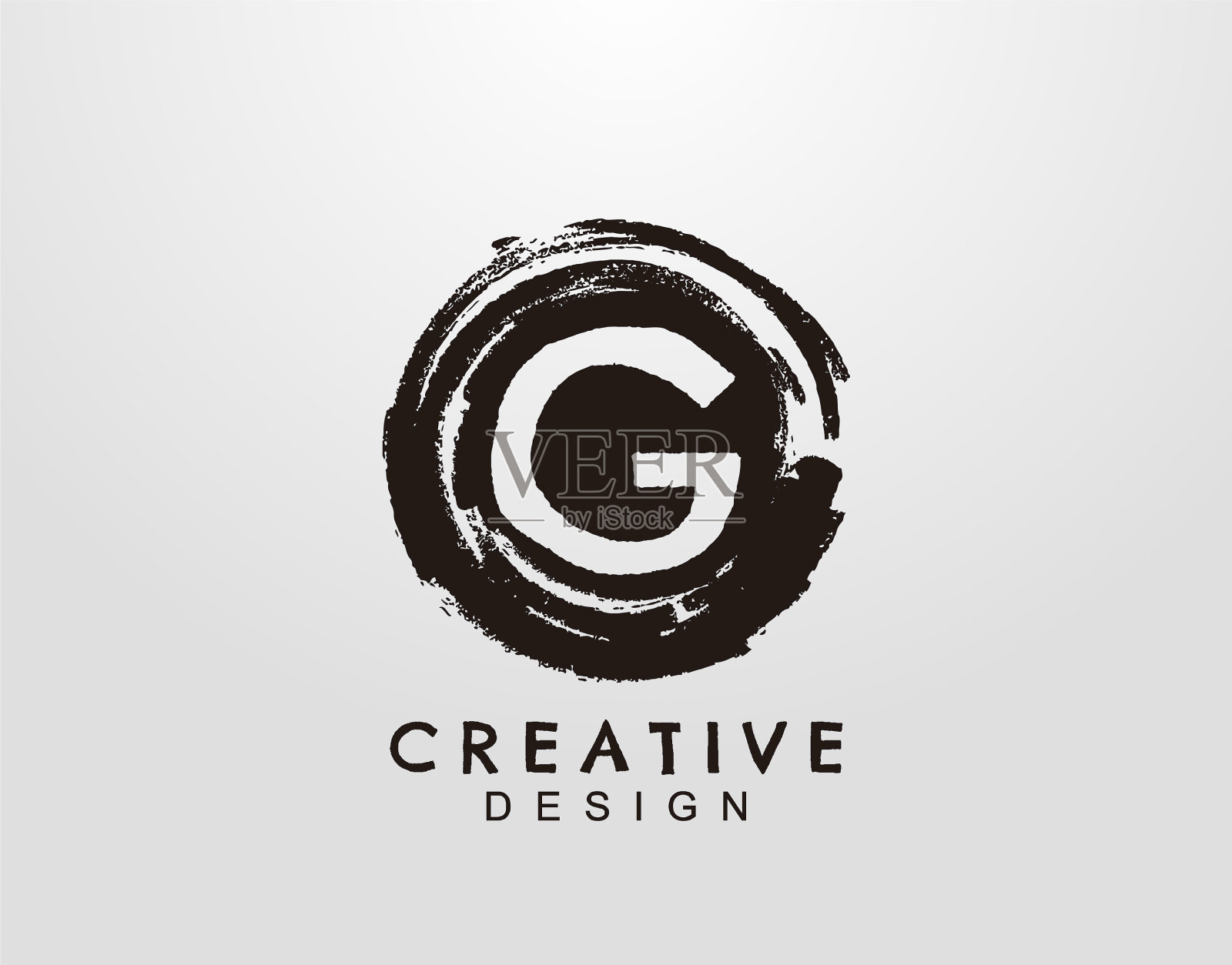 字母g标志与圆形垃圾飞溅元素插画图片素材