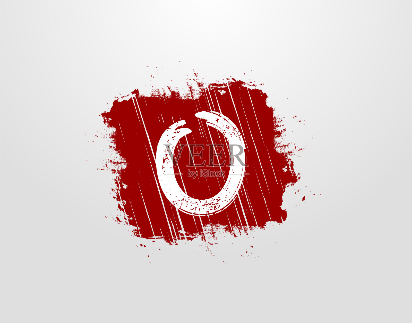 O字母标志在红色方块垃圾摇滚元素复古插画图片素材