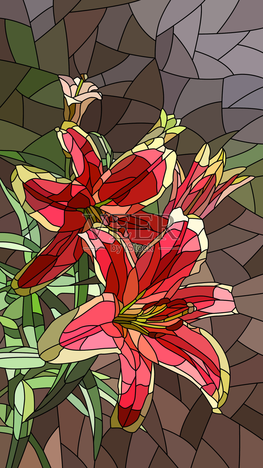 花朵粉红色百合插画图片素材