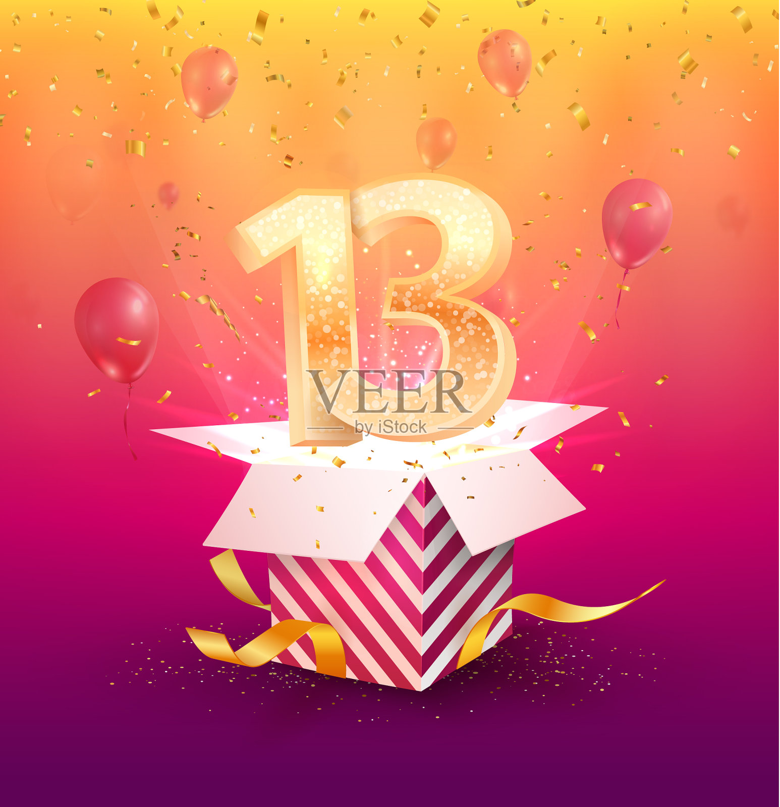 13周年纪念设计元素插画图片素材