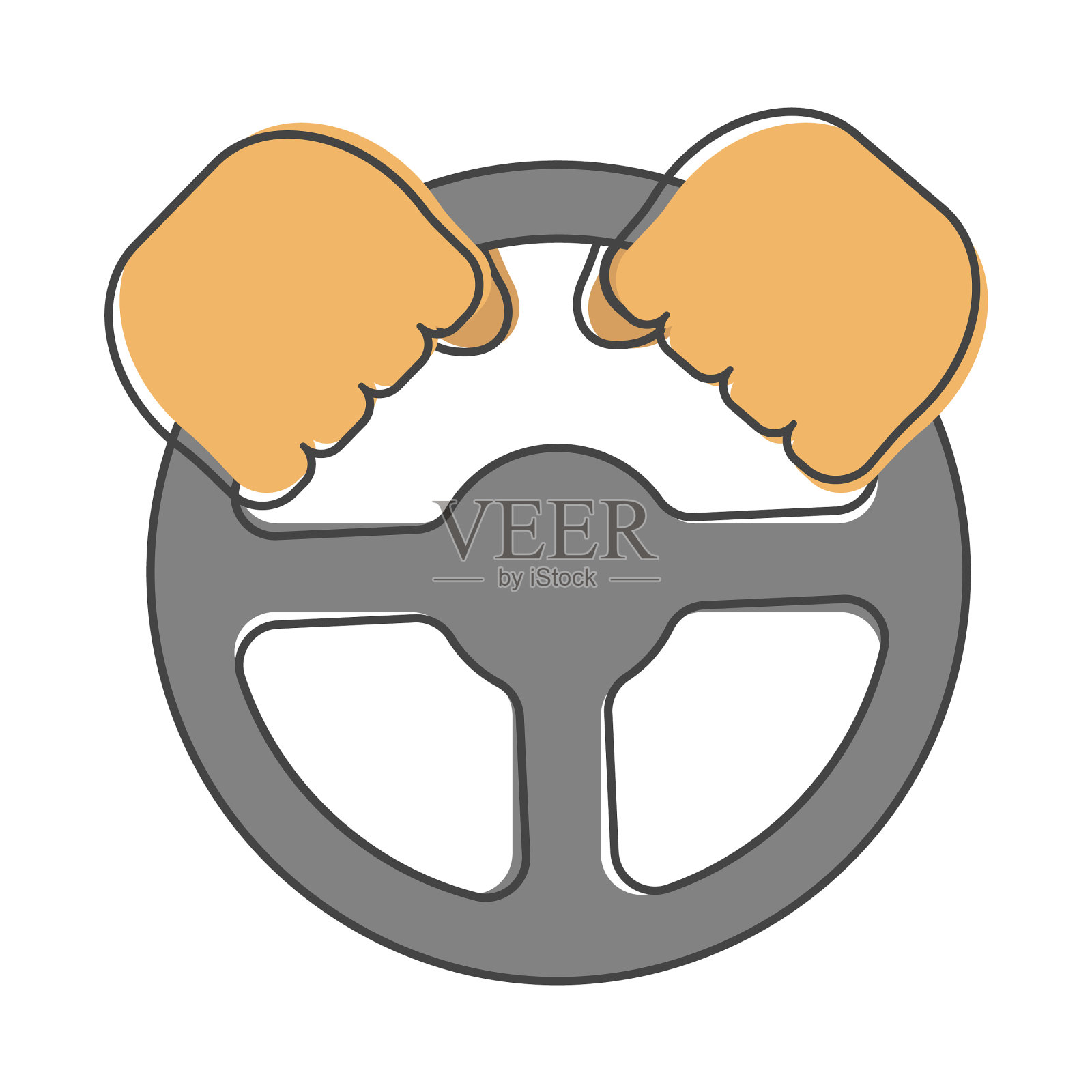 图标汽车方向盘和司机的手插画图片素材