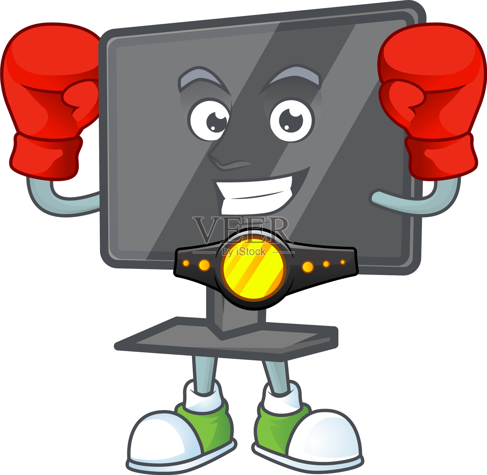 一个运动拳击电脑屏幕卡通人物插画图片素材